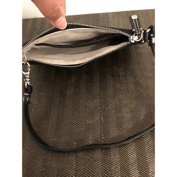 MICHAEL KORS Black Leather Wristlet, Silver Zip, Small Clutch Pouch - Picture 7 of 16